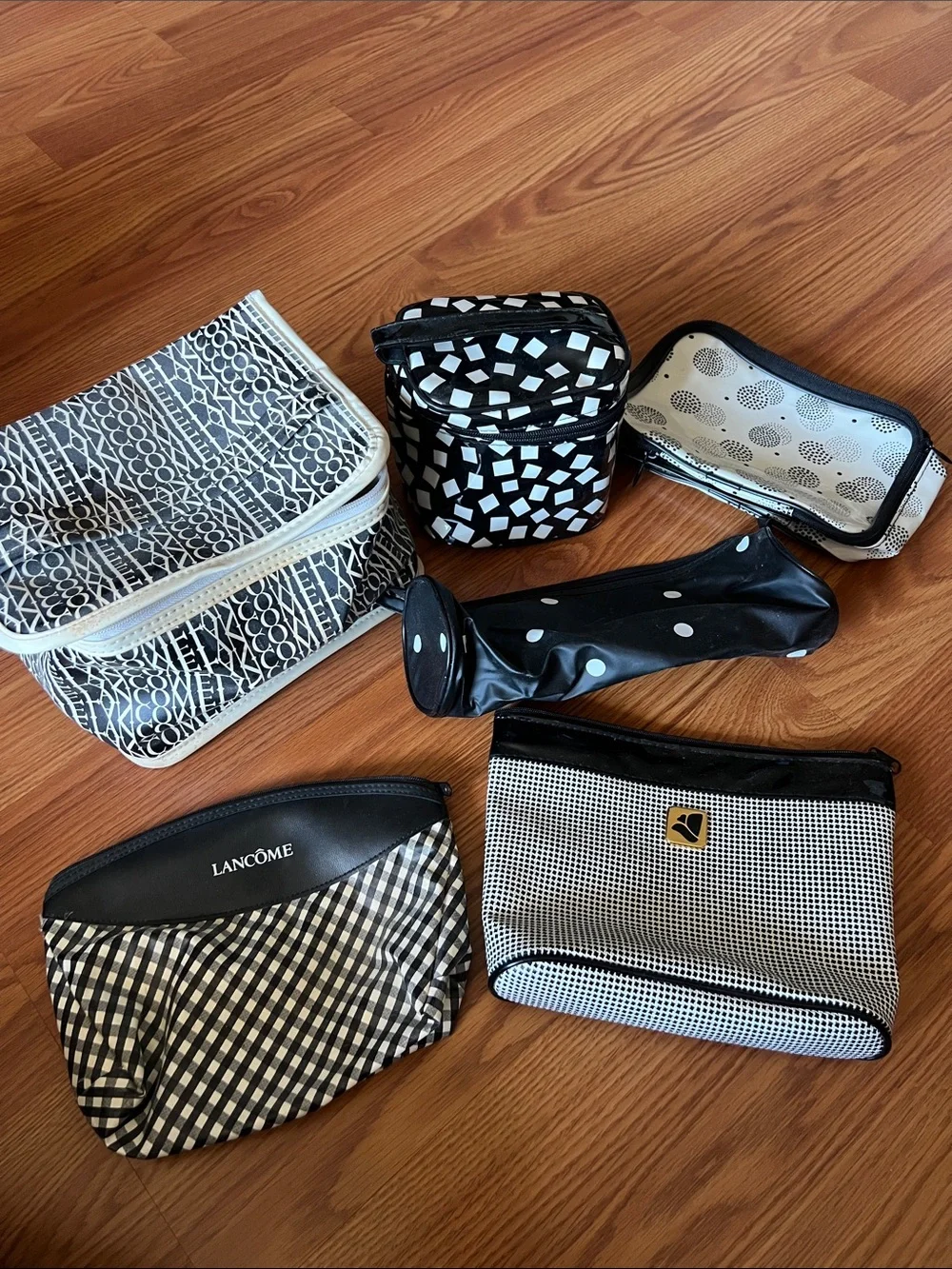 Bundle of six vintage Lancome makeup bags